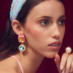 POP PINK GEM DROP EARRINGS