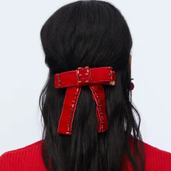 RED KATE CRYSTAL BOW BARRETTE
