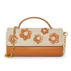 SADDLE BROWN MINI TABITHA FLORAL TOP HANDLE BAG