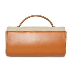 SADDLE BROWN MINI TABITHA FLORAL TOP HANDLE BAG