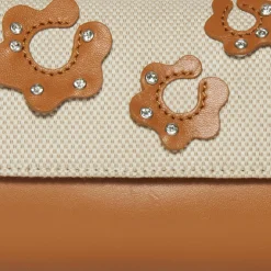 SADDLE BROWN MINI TABITHA FLORAL TOP HANDLE BAG