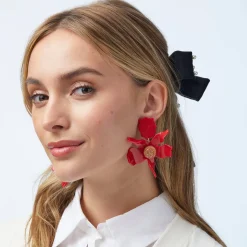 SCARLET CRYSTAL LILY EARRINGS