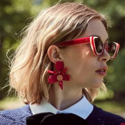 SCARLET CRYSTAL LILY EARRINGS