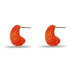 SCARLET PAVE DOME MINI HOOP EARRINGS