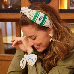 SEATTLE SEAHAWKS LELE SADOUGHI X NFL IVORY EMBELLISHED KNOTTED HEADBAND