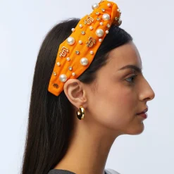 SF GIANTS LELE SADOUGHI / MLB ORANGE EMBELLISHED KNOTTED HEADBAND