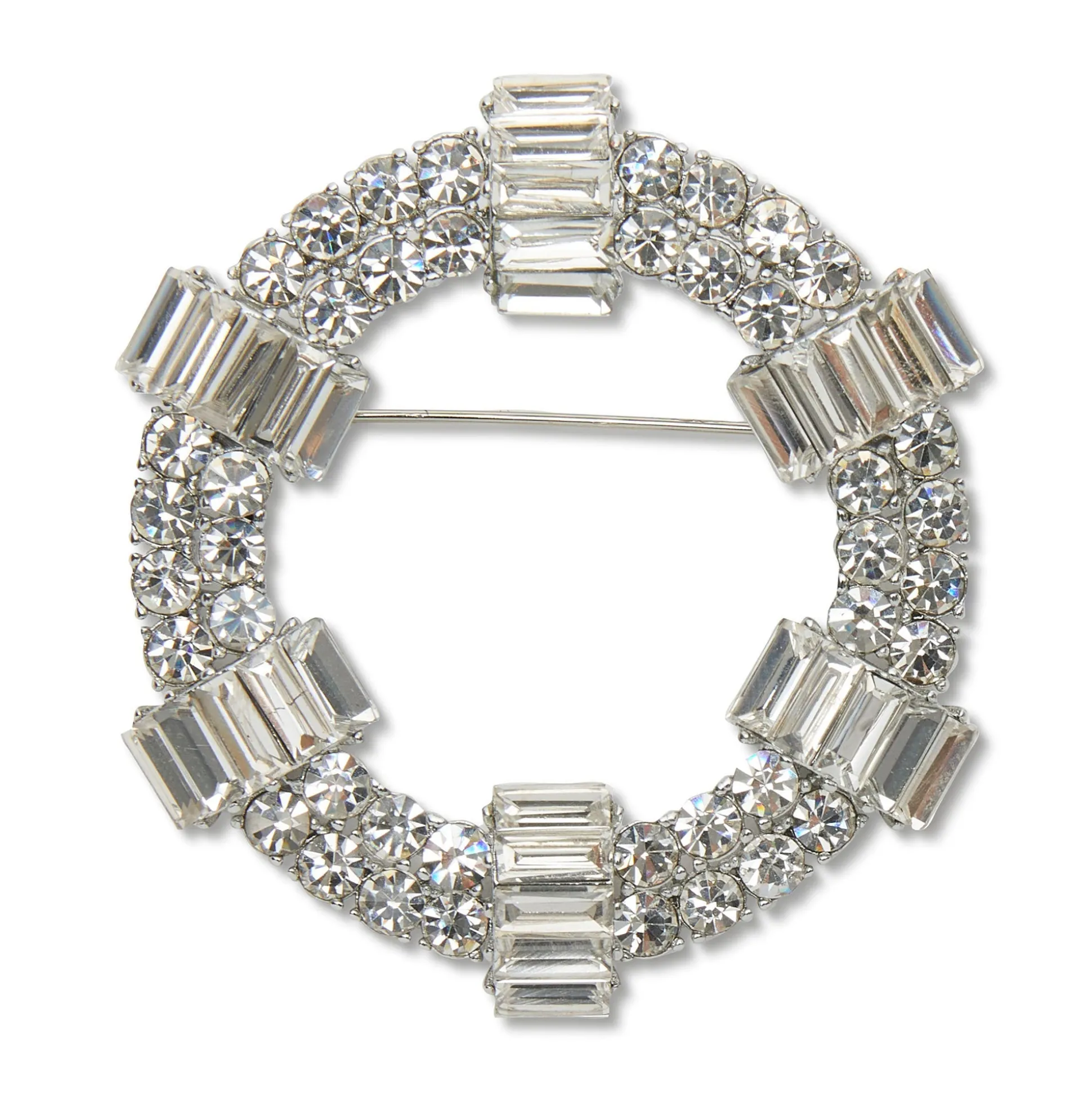 SHINY SILVER CRYSTAL STATION BROOCH