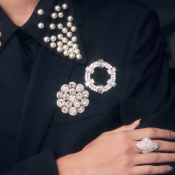 SHINY SILVER CRYSTAL STATION BROOCH