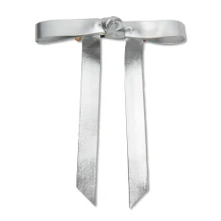 SILVER BARDOT FAUX LEATHER BOW BARRETTE