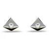 SILVER GEO CRYSTAL BUTTON EARRINGS