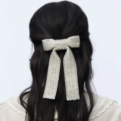 SILVER MARGOT BEADED BOW BARRETTE