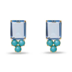 SKY BLUE CRYSTAL BERRY BUTTON EARRINGS