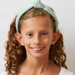 SMOKY AQUA KIDS VELVET KNOTTED HEADBAND