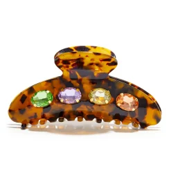 TORTOISE LARGE CRYSTAL CLAW CLIP