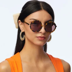 TORTOISE PAROS ROUND SUNGLASSES