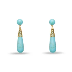 TURQUOISE SKY GOLD CAGE DROP EARRINGS