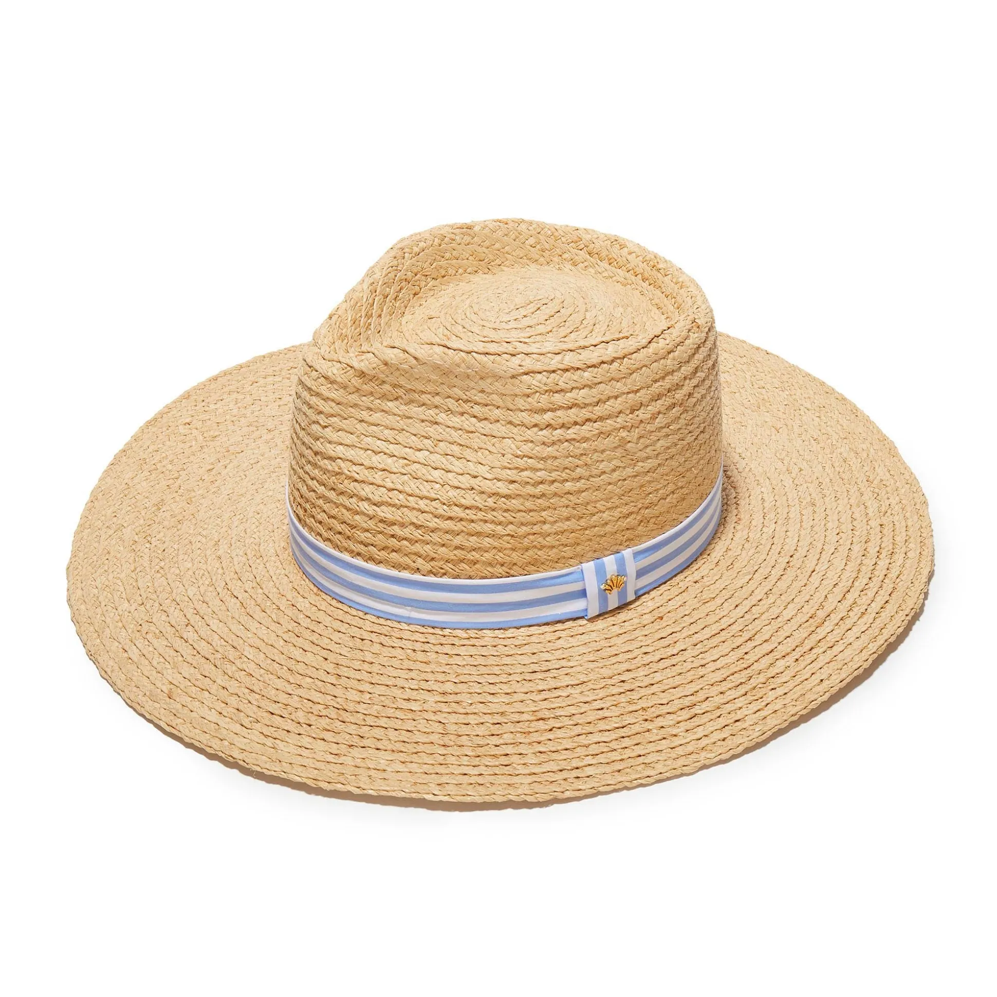 VISTA BLUE LELE SADOUGHI X RENWICK STRIPED BAND STRAW HAT
