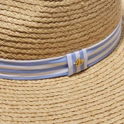 VISTA BLUE LELE SADOUGHI X RENWICK STRIPED BAND STRAW HAT