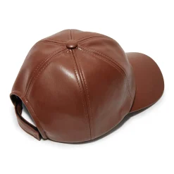 WALNUT FAUX LEATHER BASEBALL CAP